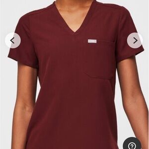 Scrub top burgundy FIGS